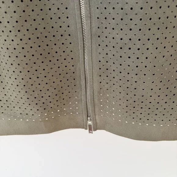 Lafayette 148 New York Leather Zip-Front Jacket – Olive Green (Size M) - Picture 7 of 9